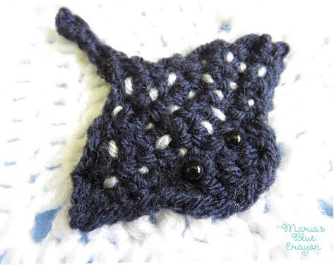 Crochet Stingray Applique and Granny Square Free Crochet Pattern – Ocean Themed Blanket Crochet Stingray, Granny Square Ideas, Square Crochet Pattern, Blue Crayon, Crochet Pieces, Foundation Single Crochet, Baby Afghan, Baby Afghan Crochet, Crochet Blocks