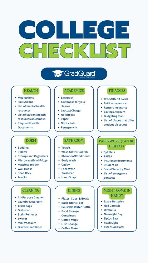 Use this checklist to make sure you have all the essentials you need for college! What is one thing you absolutely need to bring with you to college? Things College Students Need, Before College To Do List, Community College Essentials, College Visit Checklist, Things You Need For College, Checklist University, University Needs, Things For College, College Student Essentials