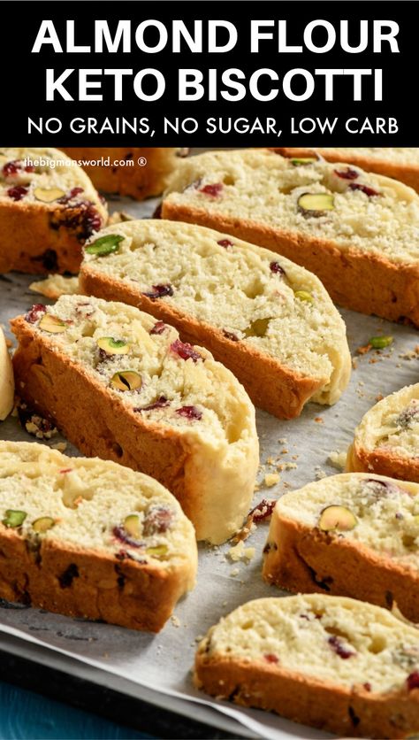 This keto biscotti is made with almond flour and has no sugar, no grains, and no dairy! Low carb and gluten free, they take minutes to make! Almond Flour Biscotti Recipe, Almond Flour Biscotti, Keto Biscotti, Low Carb Low Fat Recipes, Desserts Keto, Lost 100 Pounds, Low Carb Low Sugar, Biscotti Recipe, Best Low Carb Recipes