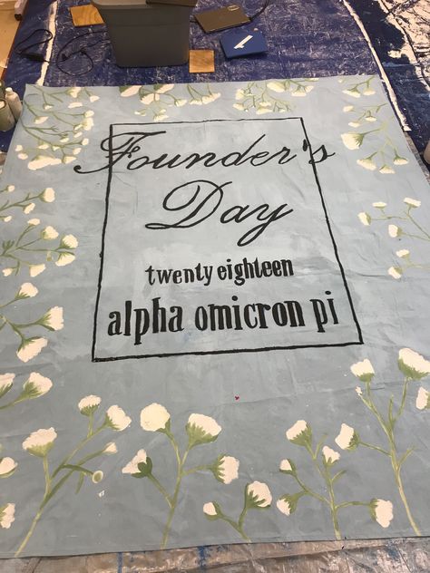 Founders Day Decoration Ideas, Sorority Sheet Signs, Sorority Event Shirts, Founders Day Banner, Founders Day Sorority Ideas, Sorority Formal Banner, Sorority Alumni Events, Sorority Brunch, Sorority Banner Ideas