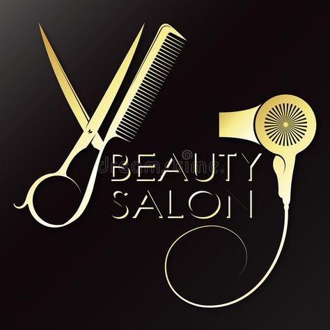 Hair stylist symbol with scissors and comb vector illustration Beauty Salon Illustration, Symbol For Beauty, Hair Sign, Logo Hair Stylist, Logo Barber, Golden Scissors, Curl Hairstyles, Beard Wallpaper, Hair Salon Quotes