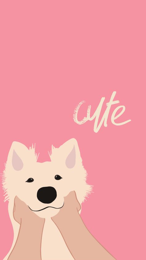 Dog Wallpaper Drawing, Cute Dog Wallpaper Iphone Aesthetic Cartoon, Cute Dog Cartoon Wallpaper, Dog Phone Wallpaper, Pink Dog Wallpaper, Cute Dog Backgrounds Cartoon, Cartoon Dog Wallpaper Iphone, Dog Illustration Wallpaper Iphone, Samoyed Drawing Cartoon