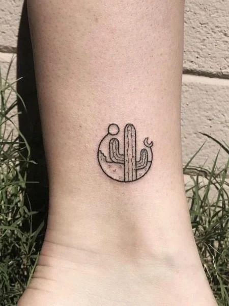 25 Minimalist Tattoos that Say More With Less (2022) - The Trend Spotter Land Tattoos, Tropisches Tattoo, Desert Tattoo, Mexico Tattoo, Ufo Tattoo, Vegas Tattoo, Cactus Tattoo, Western Tattoos, Tattoo Zeichnungen