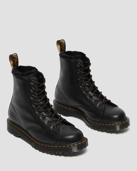 Barton Shearling Lined Leather Ankle Boots | Dr. Martens Jadon Pisa, Work Basics, Jadon Platform Boots, Material Gworl, Jadon Boots, Dr Martens Jadon, Boot Stand, Yellow Heels, Funky Shoes