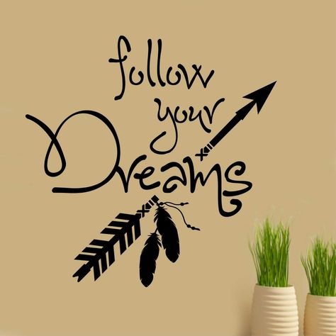 Arrow Decal, Vinyl Wall Lettering, Wall Lettering, Inspirational Wall Decals, John Milton, Wall Painting Decor, Follow Your Dreams, Farmhouse Decoration, Wall Quotes Decals