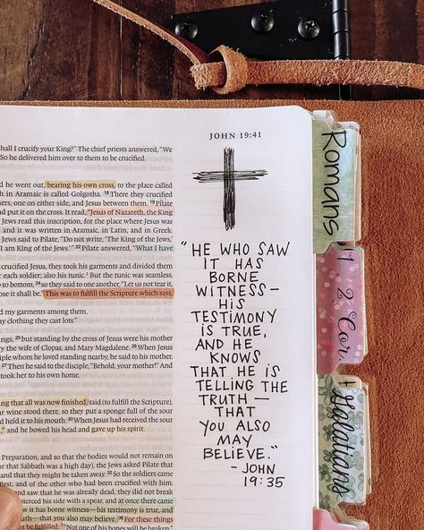 Jessica’s Bible Study Notes ✍🏼 on Instagram: ““He who saw it has borne witness—his testimony is true, and he knows that he is telling the truth—that you also may believe.” ~ John 19:35…” John 19 Bible Journaling, John Bible Study Notes, John Bible Study, John Bible, Notes On Instagram, Gospel Of John, Telling The Truth, Personal Bible Study, Bible Notes