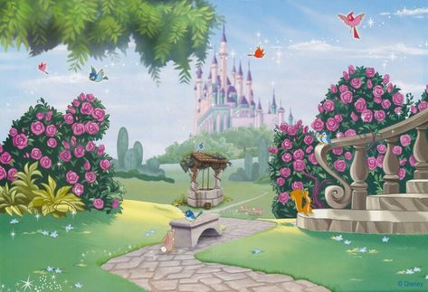 Disney Princess Background, Disney Desktop Wallpaper, Disney Backgrounds, Castle Cartoon, Background Disney, Disney Minimalist, Cartoon Garden, Art Of Disney, Disney Princess Castle