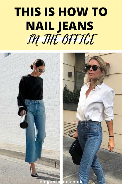 Office Looks With Jeans, Casual Outfit Office Woman, Casual Office Looks For Women, Slim Cropped Jeans Outfit, Jean Day At Work Outfits Offices, Wear Jeans To Work Women, Casual Jean Work Outfits Women, Jean Shirt Outfits For Work, Office Jeans Outfits Women