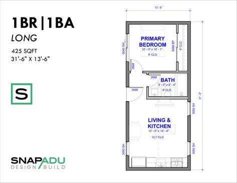 One Bedroom Studio Apartment Floor Plans, Tiny 1 Bedroom House Plans, 1 Bedroom Basement Apartment Floor Plan, Boys Quarters House Plan, 1 Bedroom Cottage Floor Plan, Adu Plans One Bedroom, Inlaw Suite Addition Floor Plans, 12x30 House Plans, Small House 1 Bedroom