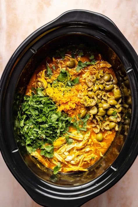 Slow Cooker Tagine-Inspired Chicken - The Defined Dish Slow Cooker Chicken Tagine, Chicken Tagine Slow Cooker, Tagine Chicken, Chicken Breast Slow Cooker, The Defined Dish, Defined Dish, Chicken Tagine, Moroccan Dishes, Salt And Pepper Chicken