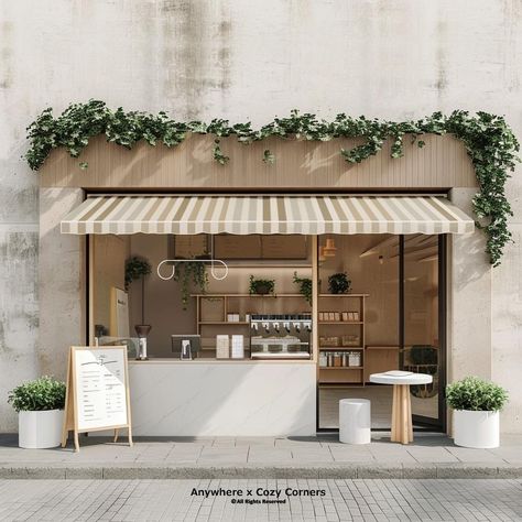 Mini Cafe Menu Ideas, Cafe Design Outside, Modern Sandwich Shop, Bakery Design Exterior, Cafe Architecture Exterior, Waffle Shop Design Ideas, Drive Through Coffee Shop, Ibiza Cafe, Cafe Design Inspiration