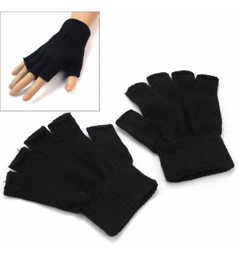 Emo Accessories, Knitted Gloves, Womens Gloves, Winter Knits, Outdoor Outfit, Black Knit, Fast Fashion, Simple Dresses, Fingerless Gloves