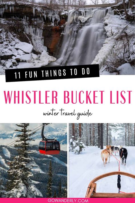 Our guide to 11 must-do activities in Whistler, Canada will have you swooning over snowy peaks and cozy chalets. From adrenaline-pumping slopes to tranquil spa retreats, this ski trip itinerary is pure magic. Ready to make your Whistler dreams come true? Save this pin and start planning your frosty getaway! Whistler Canada Winter, Winter Bucket List Ideas, Whistler Winter, Bucket List Activities, Things To Do In Winter, Whistler Ski, Tranquil Spa, Canada Winter, Whistler Village