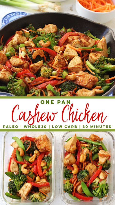 Crockpot Whole30, Paleo Menu, Cashew Chicken Recipe, Paleo Chicken Recipes, Chicken Skillet Recipes, Chicken Skillet, Sauce Chicken, Resep Diet, Cashew Chicken