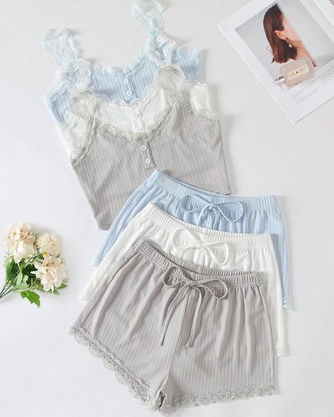 ✨Pre-order only, S(8) - XL(16)✨ Sleeping Products, Pajama Aesthetic, Pyjamas Summer, Matching Pj Set, Sleep Outfit, Sleep Sets, Sleepwear Women Pajamas, Cute Sleepwear, Cute Pajama Sets