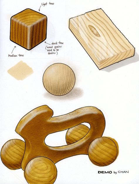 Wood Rendering, Wood Sketch, Marker Techniques, Fun Sketches, Marker Rendering, Texture Sketch, Wood Drawing, Copic Drawings, Rendering Techniques