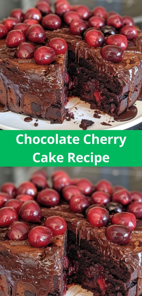 Love cherry desserts? Try our Chocolate Cherry Cake recipe! This chocolate cherry cake is a standout among cake recipes and easy dessert recipes. Discover more delightful cherry recipes and dessert ideas today! Chocolate Cake With Cherry, Cherry Cake Recipe, Chocolate Cherry Cake, Angel Food Cake Mix Recipes, Cherry Desserts, Cherry Cake, Cherry Recipes, Melting Chocolate Chips, Delish Recipes