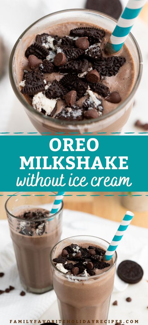 Chocolate Milkshake Recipe No Ice Cream, Oreo Milkshake Without Ice Cream, Milkshake Recipe Without Ice Cream, Ice Cream Milkshake Recipe, Milkshake Without Ice Cream, Oreo Drink, Oreo Smoothie, Oreo Milkshake Recipe, Cookies And Cream Milkshake