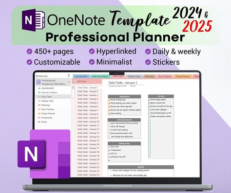 Free Digital Planner Templates Template For Project, Onenote Digital Planner, Onenote Planner, Vision Board Project, Work Planning, Onenote Template, One Note Microsoft, Note Template, One Note