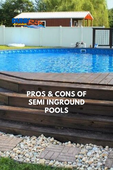 Half Ground Pool, Pools With Decks Above Ground, Above Ground Pool Semi Inground, Fresco, Pool Garden Landscape, Half Inground Pool With Deck, Pool And Garden Backyard, Semi Ground Pool Ideas, Semi Inground Pool And Hot Tub