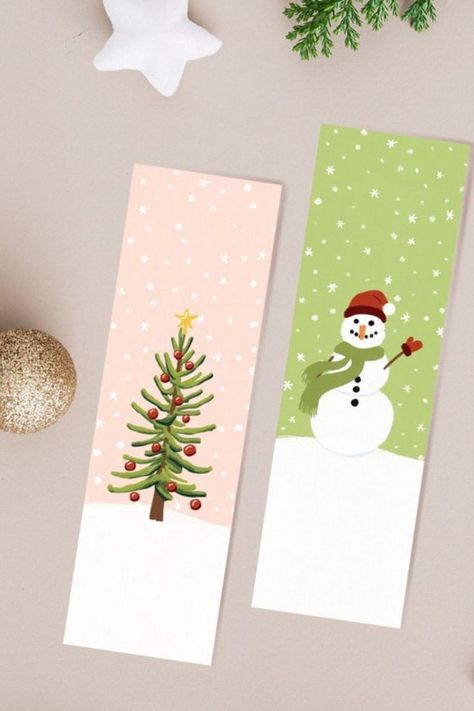 Enchanted Christmas Bookmarks These bookmarks can be purchased as a set of four or per individual design. There are beautiful designs including a bookmark with a snowman, a cardinal, a wreath, and a rustic pickup truck. Full details are available on Etsy Watercolour Christmas Bookmarks, Bookmarks Christmas, Christmas Bookmark Ideas, Diy Christmas Bookmarks, Watercolor Christmas Bookmarks, Bookmark Christmas, Christmas Bookmarks Diy, Christmas Bookmark, Etsy Bookmarks