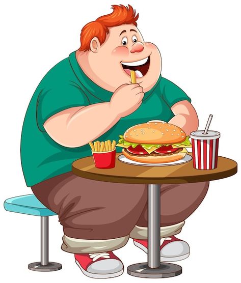 Free vector overweight man eating fast f... | Free Vector #Freepik #freevector #fat-character #fat-cartoon #fat-people #fat-person Fat Cartoon Characters, Best High Fiber Foods, Cartoons Eating, Fat Cartoon, Fat Person, Loose Fat, Man Eating, Food On The Table, Psychological Effects