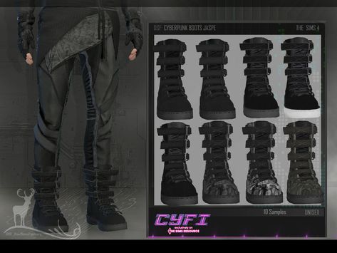 Sims 4 Rockstar Cc Male, Sims 4 Cyberpunk, Cyberpunk Boots, Masc Clothes, Sims 4 Cc Goth, Emo Shoes, Sims 4 Men Clothing, Cc Packs, Sims 4 Male Clothes