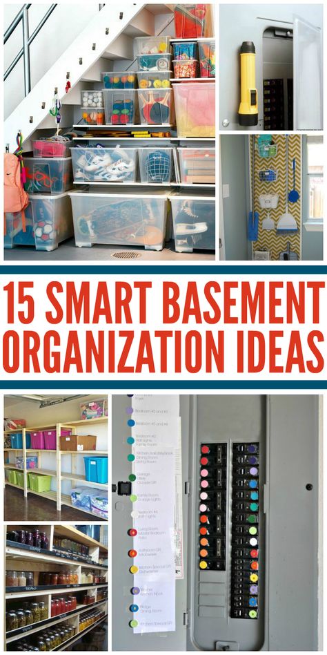 Tips for an Organized Basement - One Crazy House Basement Organization Ideas, Organized Basement, Underground Room, Basement Organization, Organized Closet, Basement Decorating, Basement Laundry Room, Basement Playroom, Basement Laundry