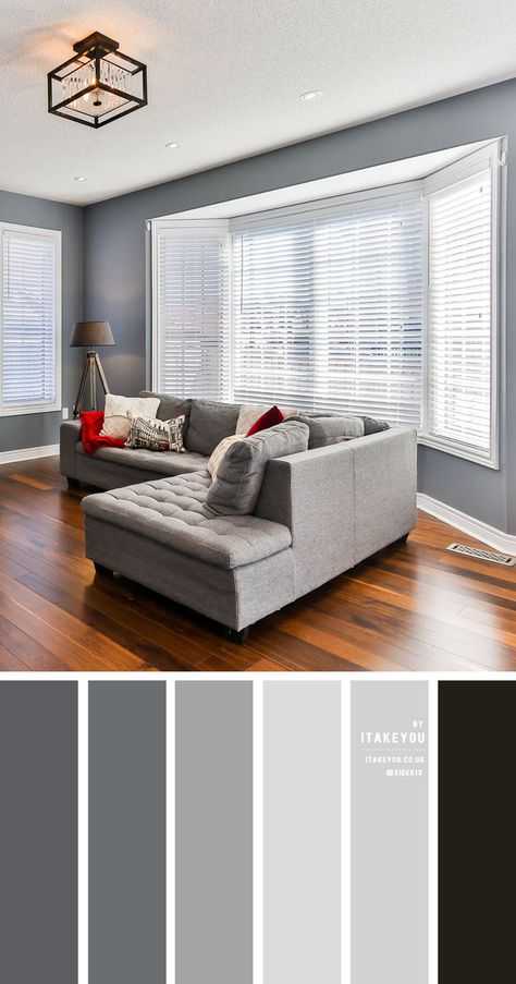 Blue grey home color decor idea { 15 House Color Palette Ideas } I Take You | Wedding Readings | Wedding Ideas | Wedding Dresses | Wedding Theme Gray Color Palette Living Room, Grey Colour Scheme Bedroom, Grey Bedroom Colors, Colour Combinations Interior, Modern Living Room Colors, Living Room Color Combination, Navy Blue Bedrooms, Color Combinations Home, Room Color Combination