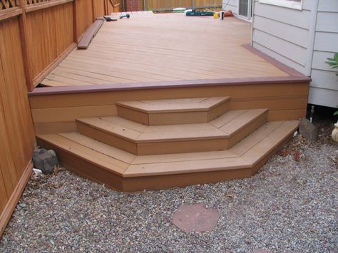 job4_1 Custom Stairs, 45 Degree Angle, Deck Steps, Deck Designs Backyard, Deck Stairs, Trex Deck, Deck Designs, Porch Steps, Door Steps