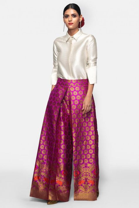 Tops Brocade Shirt, Payal Khandwala, Floral Frocks, Dresses Beautiful, Fashion Enthusiast, Silk Trousers, Everyday Chic, Ivory Silk, Silk Brocade