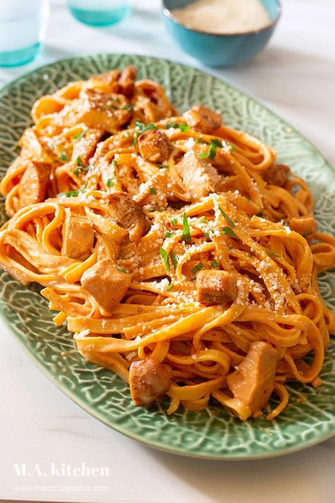 Spicy Chicken Chipotle Pasta Recipe - Maricruz Avalos Kitchen Blog Chipotle Pasta Recipes, Chicken Chipotle Pasta, Pasta Mexicana, Spicy Chicken Chipotle Pasta, Chipotle Chicken Pasta, Spicy Chicken Pasta, Chipotle Pasta, Chicken Chipotle, Italian Recipes Appetizers