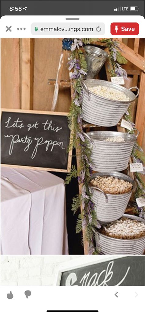 Wedding Popcorn Bar, Winter Wedding Food, Autumn Wedding Food, Wedding Food Stations, Rustic Wedding Ideas, Wedding Arbors, Unique Wedding Receptions, Wedding On A Budget, Popcorn Bar