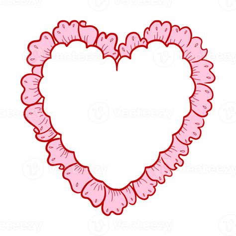 Heart Logos Ideas, Ruffle Heart Tattoo, Lace Heart Drawing, Heart Frame Tattoo, Heart Frame Png, Pink Heart Frame, Valentine Frame, Heart Graphic Design, Heart Letters