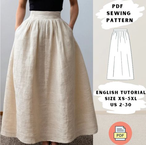 A-line maxi skirt pattern Linen Maxi Skirt Sewing Pattern, Work Skirt Pattern, Knit Skirt Pattern Free Simple, Ribbon Skirt Pattern Free, Simple Elastic Waist Skirt Pattern, Free Pdf Sewing Patterns For Beginners, Sewing Patterns Skirt Free, Linen Skirt Sewing Pattern, Maxi Skirt Pattern Sewing