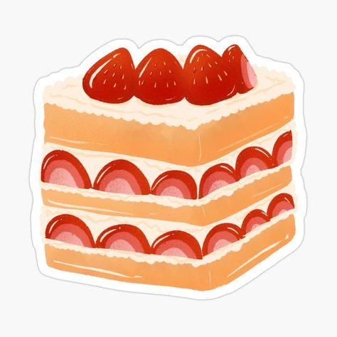 #strawberrycake #strawberry #cake #cute #kawaii #food #dessert #pretty #cube #baking #colorful Dessert Book, Cake Sticker, Cake Cute, Recipe Book Diy, Cake Drawing, Sticker Design Inspiration, Preppy Stickers, Pix Art, Pink Instagram