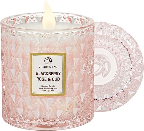 Unique Candle Jars, Oud Candle, Rose Scented Candle, Natural Soy Wax Candles, Green Candle, Rose Candle, Glass Jar Candles, Pink Candles, Natural Soy Candles