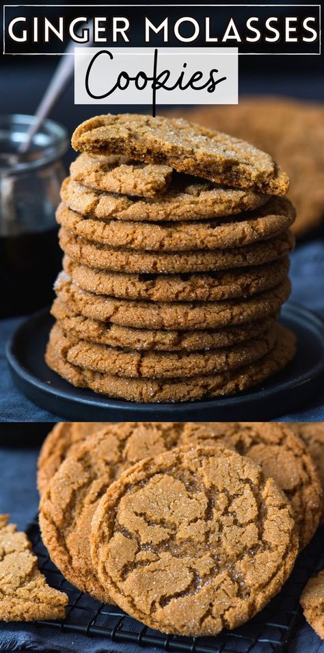 Spicy Molasses Cookies, Molasses Crackle Cookie, Molasses Crinkles, Molasses Crinkle Cookies, Crisco Cookies, Small Batch Cookies, Special Cookies, Xmas Recipes, Christmas Eats