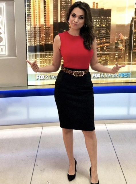 Female News Anchors Outfits, Aishah Hasnie, Skirt Heels, News Reporter, Middle Aged Women, Flight Attendants, Sienna Miller, Pencil Skirt Black, Pencil Skirts