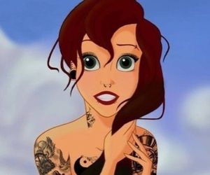 Disney Princess With Tattoos, Punk Disney Characters, Mermaid Phone Case, Mermaid Phone, Goth Disney, Punk Disney Princesses, Disney Princess Tattoo, Alternative Disney, Princess Tattoo