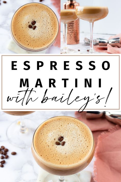 espresso martini baileys, easy espresso martini recipe, creamy espresso martini Expresso Martini Creamy, Easy Home Cocktails, How To Make Espresso Martini At Home, Expresso Martini Recipe Baileys, Baileys Expresso Martini, Big Batch Espresso Martini Recipe, Express Martini Recipe, At Home Espresso Martini, Espresso Martinis At Home