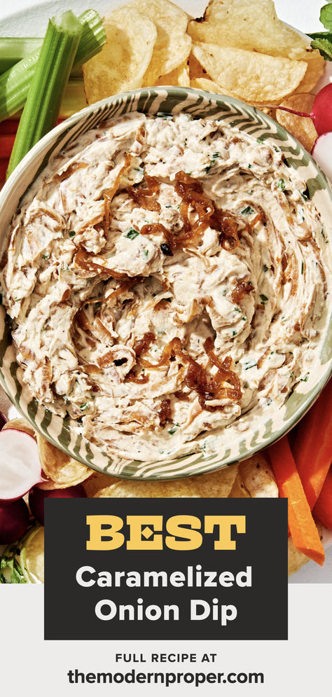 Our homemade caramelized onion dip outshines anything store-bought and is the perfect dip for your next gathering. French Onion Dip Recipe, Cold Dip, Cold Dip Recipes, Onion Dip Recipe, Cold Dips, Caramelized Onion Dip, Sour Cream Dip, Easy Dip, Rustic Recipes