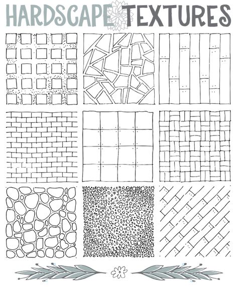 Drawing Ground Textures Landscape Design Drawings, Landscape Architecture Drawing, Art Program, Texture Drawing, Interior Design Sketches, Landscape Sketch, Landscape Design Plans, Interior Sketch, Landscape Architecture Design