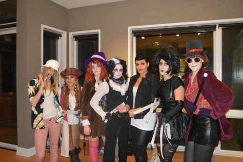 Best Group Costume: 7-person Johnny Depp. Fear and Loathing in Las Vegas, Pirates of the Caribbean, Alice in Wonderland, Sweeney Todd, Cry Baby, Edward Scissorhands, Charlie and the Chocolate Factory Costume Meme, Clever Halloween, Bff Halloween Costumes, Apollo 13, Clever Halloween Costumes, Homemade Halloween Costumes, Cheap Halloween, Sweeney Todd, Homemade Halloween