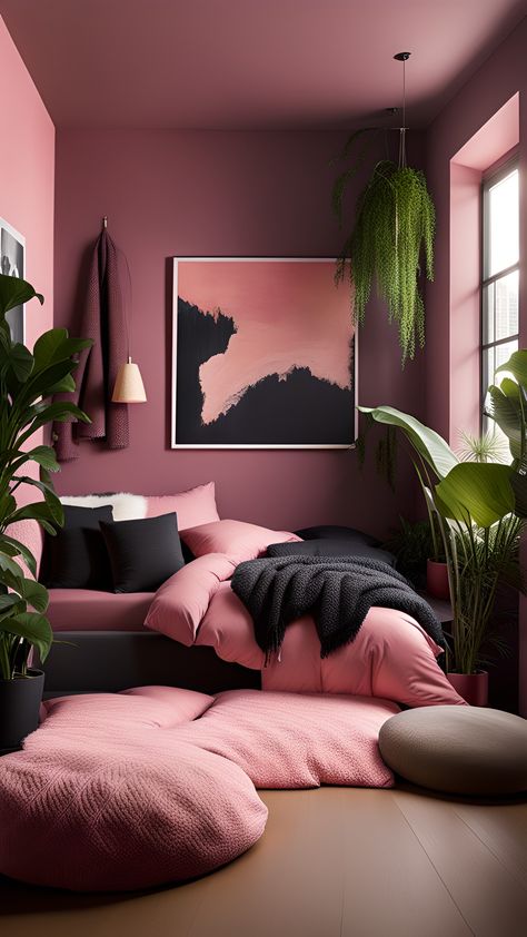 Pretty in Pink: Dreamy Bedroom Decor Ideas Blush Beauty: Chic Pink Bedroom Inspirations Pink Paradise: Creating Your Ultimate Bedroom Escape The Power of Pink: Elevate Your Bedroom Decor Tickled Pink: Stylish Bedroom Design Ideas Black And Blush Bedroom Ideas, Bright Pink Accent Wall Bedroom, Dark Green Pink Bedroom, Moody Pink Room, Dark Cosy Bedroom Ideas, Earthy Dark Bedroom, Pink And Burgundy Bedroom, Burgundy Room Ideas Bedrooms, Dusty Rose Bedroom Ideas