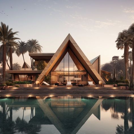 Egyptian Home Concept on The Nile River: Beautiful & Enchanting Afrofuturism Architecture, Egyptian House, Modern Palace, Futurism Architecture, Ancient Egyptian Architecture, Bali Furniture, Egyptian Architecture, The Nile River, Financial Motivation