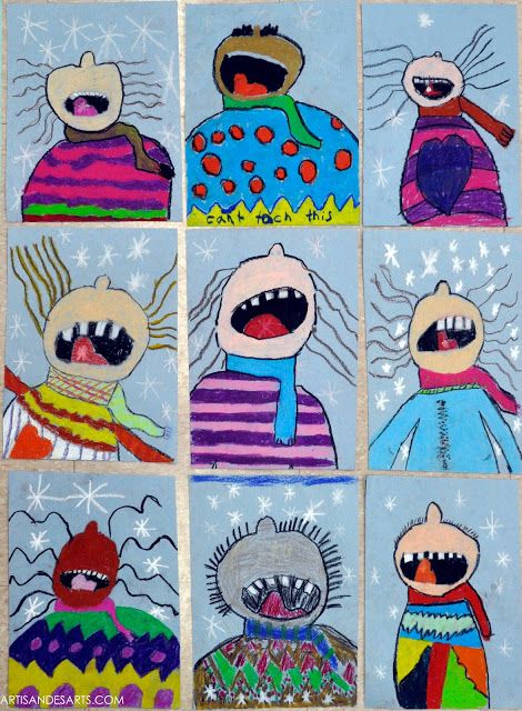 artisan des arts: Catching Snowflakes - grade 3 Catching Snowflakes, Third Grade Art, January Art, Winter Art Lesson, Snowflakes Art, 2nd Grade Art, Winter Art Projects, Art Projects For Adults, 4th Grade Art