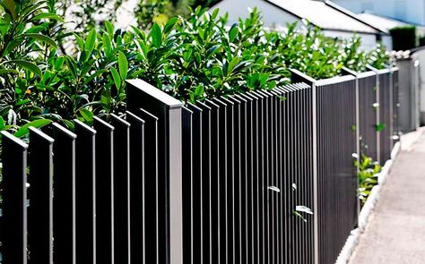 Aluminum Vs Metal Fences Fence Wall Design, Garden Railings, Aluminum Fencing, Fence Gate Design, Modern Fence Design, Front Fence, Front Gate Design, Steel Fence, Boundary Walls