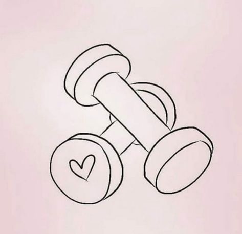 Gym Drawing Art Easy, Tattoos For Gym Lovers, Work Out Drawing, Dumbell Doodle, Dumbell Drawing, Barbell Drawing, Gym Line Art, Dumbbell Drawing, Gym Doodles