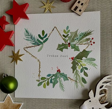 Christmas Stall Ideas, Watercolor Christmas Cards Diy, Paper Snowflake Template, Painted Christmas Cards, Atv Riding, Diy Gift Set, Christmas Card Art, Watercolor Christmas Cards, Christmas Card Crafts